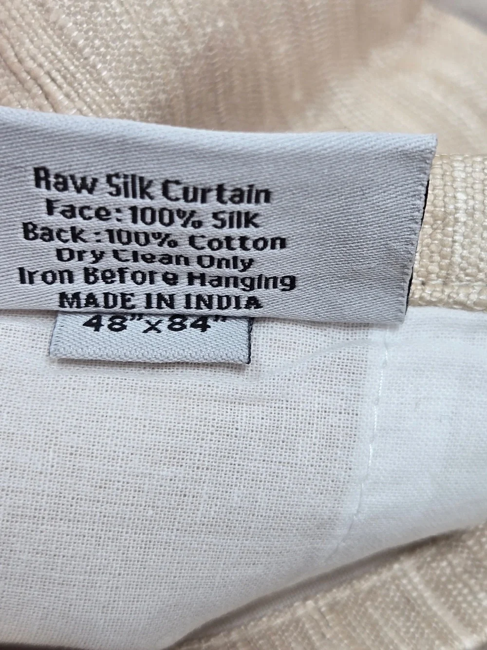 NWT QUINCE Set Of 2 48x84 Raw Silk Curtain light filtering Sand 8997